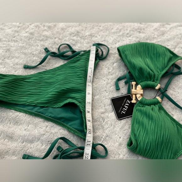 NWT- ZAFUL textured Green Gold Embellished Bikini Set - Picture 14 of 14